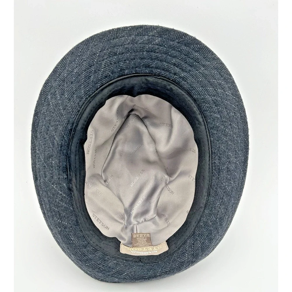All American Stetson Fedora 60% Wool Driving Hat Mens Gray Striped 60s‎ Gangster